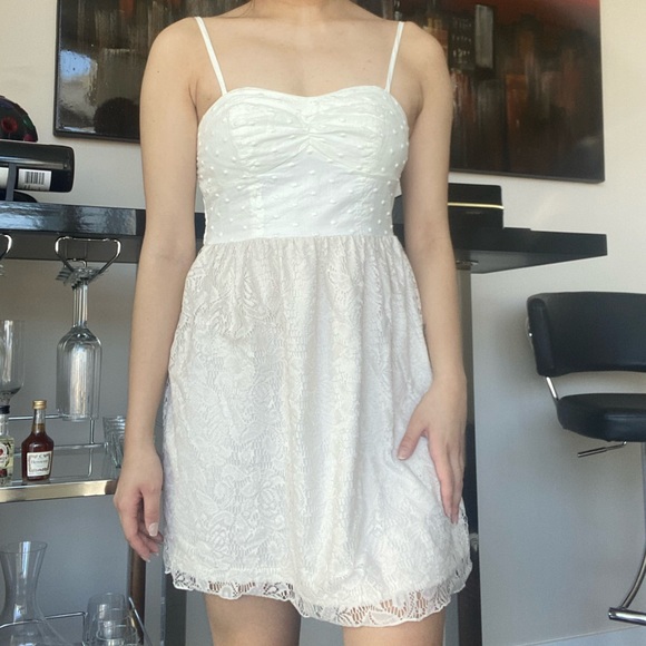 American Eagle Outfitters Dresses & Skirts - FREE w/ $40 AE Cream Lace Polka Dot Bustier Dress
